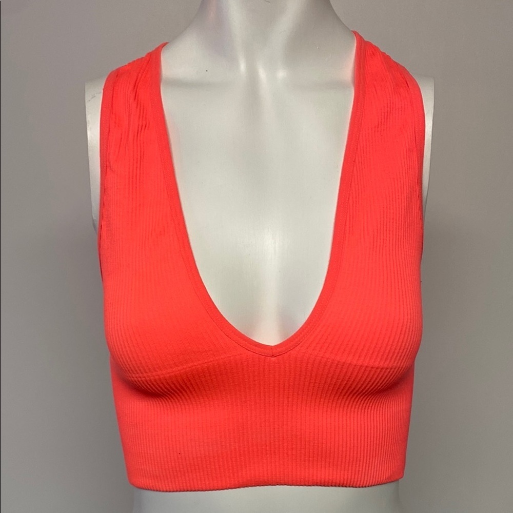 URBAN OUTFITTERS Vibrant Orange Ribbed Crop Top